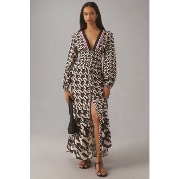 Farm Rio x Anthropologie Long-Sleeve V-Neck Maxi Dress - Picture 1 of 8